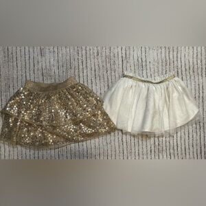2T Toddler Skirt Bundle Gold Sequin H&M + White Tulle Cat & Jack